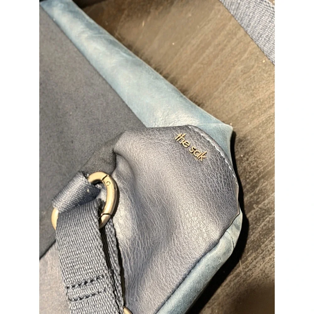 The Sak Ventura Slate Blue Leather Embossed Floral Convertible Backpack Bag
